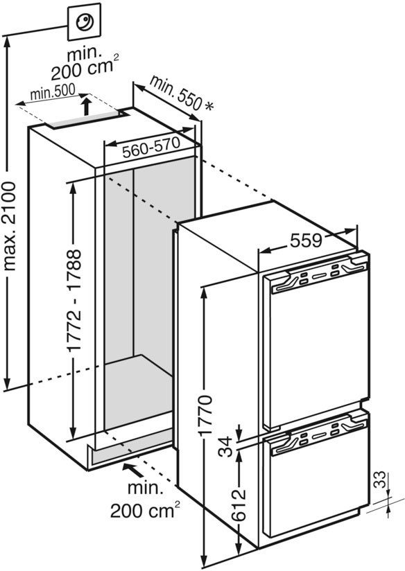 hoch, 56 IRCBf Einbaukühlschrank Jahre breit, cm cm Liebherr inklusive 177 Garantie 4 5121_999209751,