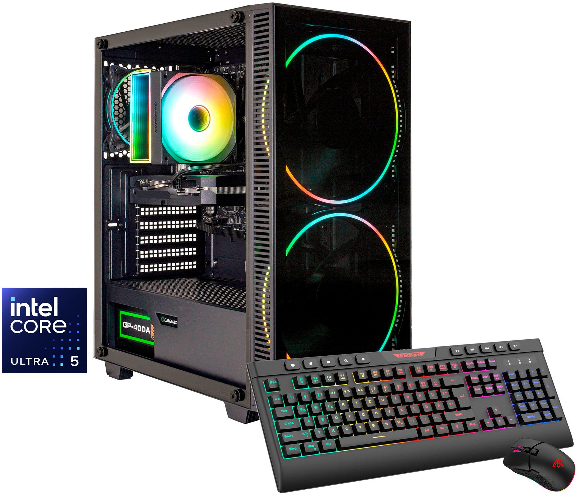 GAMEMAX Black Hole 8168 Intel Core Ultra 5 245KF 32GB DDR5 1TB SSD RX 9070 Gaming-PC (Intel® Core Ultra 5 245KF, RX 9070, 32 GB RAM, 1000 GB SSD, Luftkühlung aktiv, Windows 11, DDR5 RAM)
