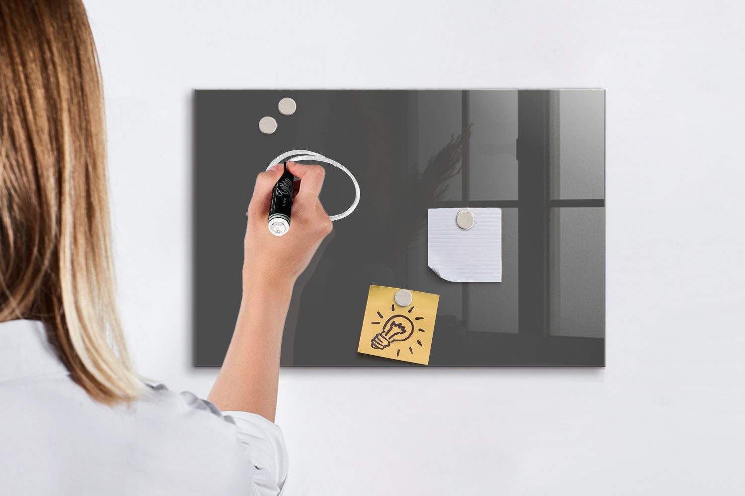 Tulup Magnettafel Glas-Notiztafel Memoboard mit Magneten, Marker und Schwamm – Bild 5 von 5
