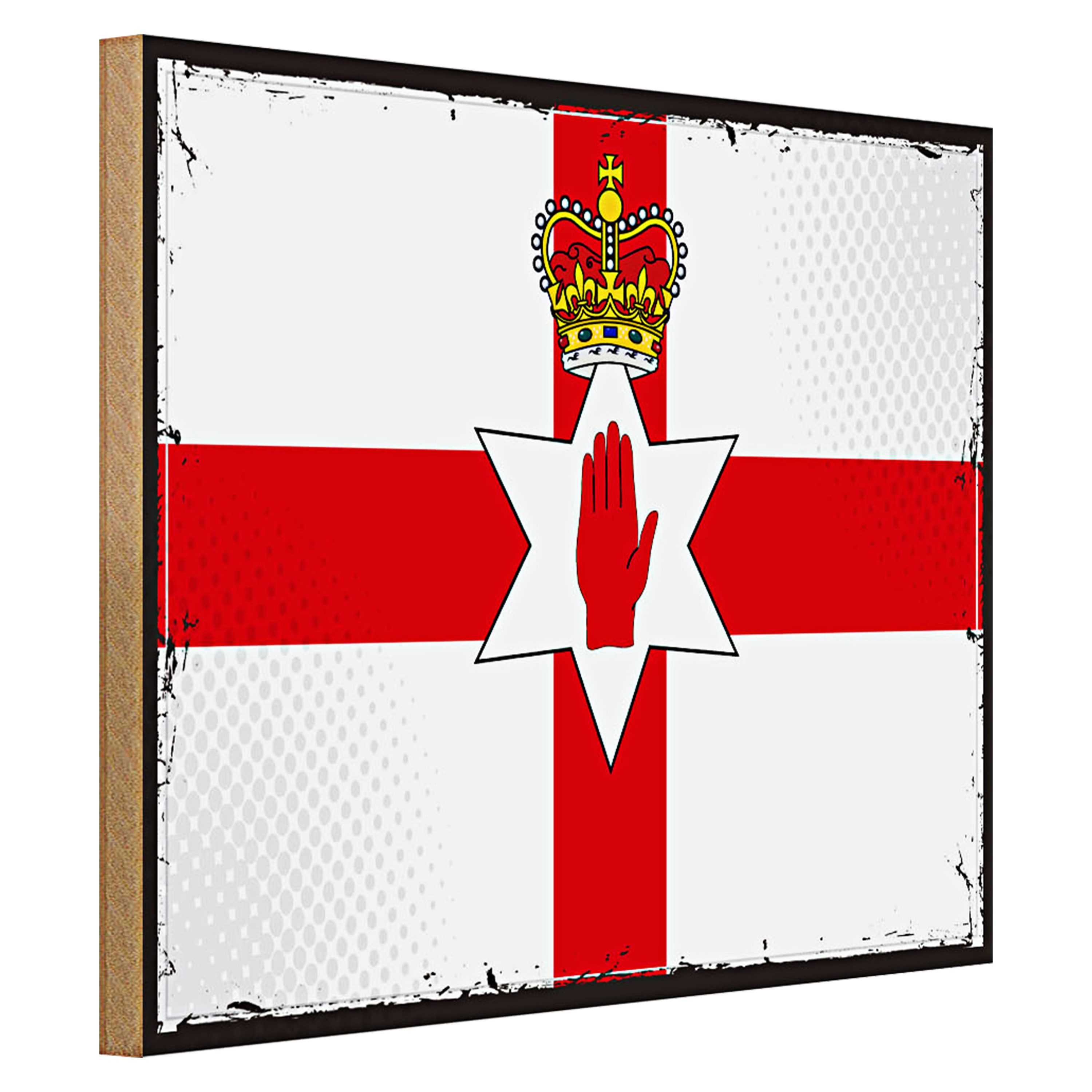 Roomando Holzbild Flagge Nordirland 40x30cm Retro Flag