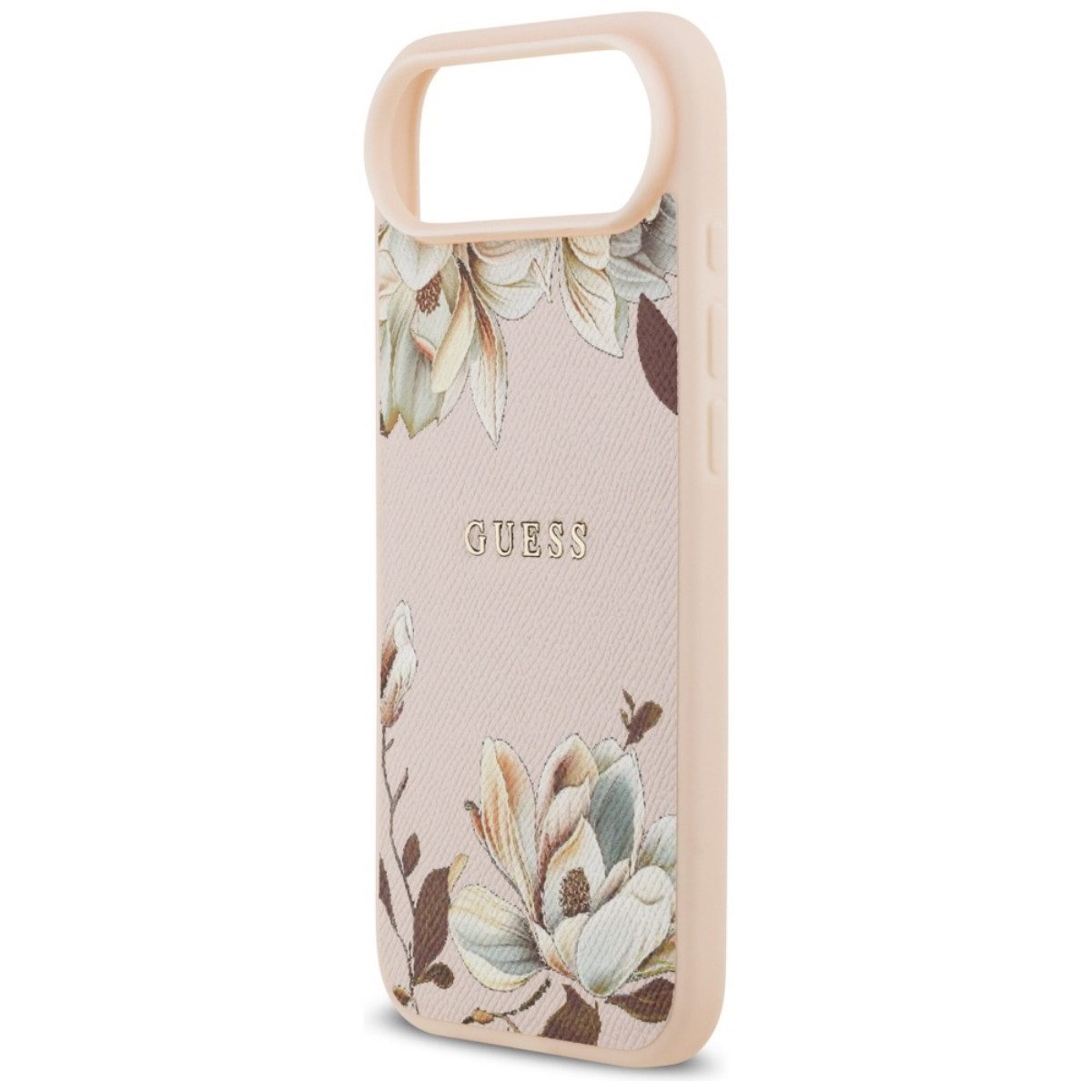 Guess Handyhülle Flowers Classic Logo mit Magnetring kompatibel mit iPhone Air 6,1 Zoll, Designer-Hülle mit strukturiertem Blumenmuster