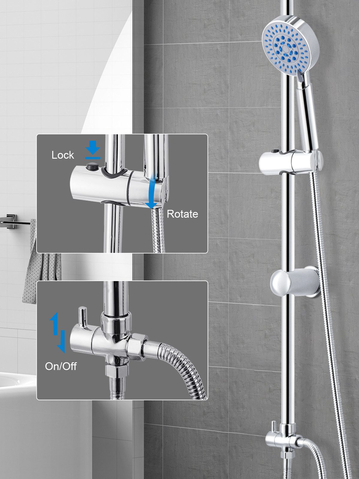 Youyijia Dusch-WC Verstellbare Duschsets Duschstangen Thermostatische Duschmischer – Bild 4 von 5