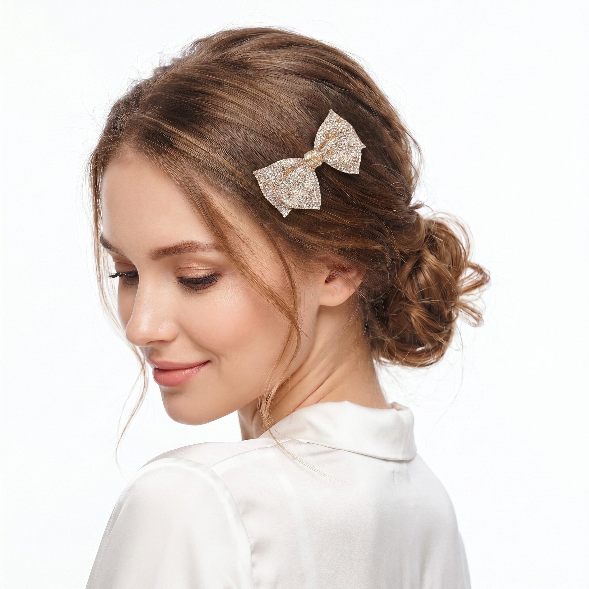 The Beauty House Haarspange mit Schleifen-Design und Strass – edler Haarschmuck, als Haarclip & Haarklammer für festliche Looks