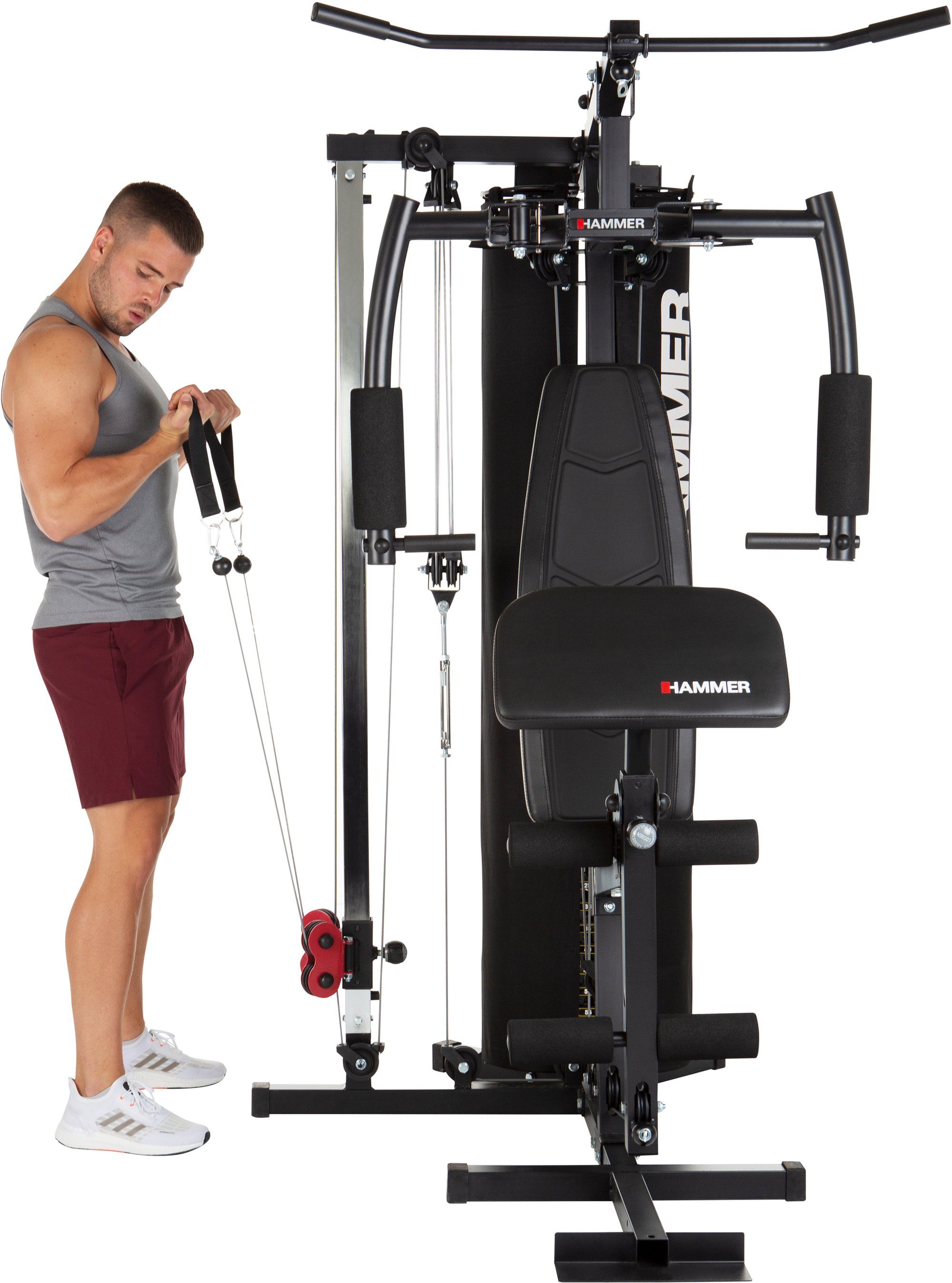 Hammer Kraftstation Kraftstation FERRUM TX2, 12 Gewichtsblöcke (Seilzug, Butterflystange, Latzug, Ruderfunktion und mehr), max. Benutzergewicht 120 kg, max. Trainingsgewicht 80 kg