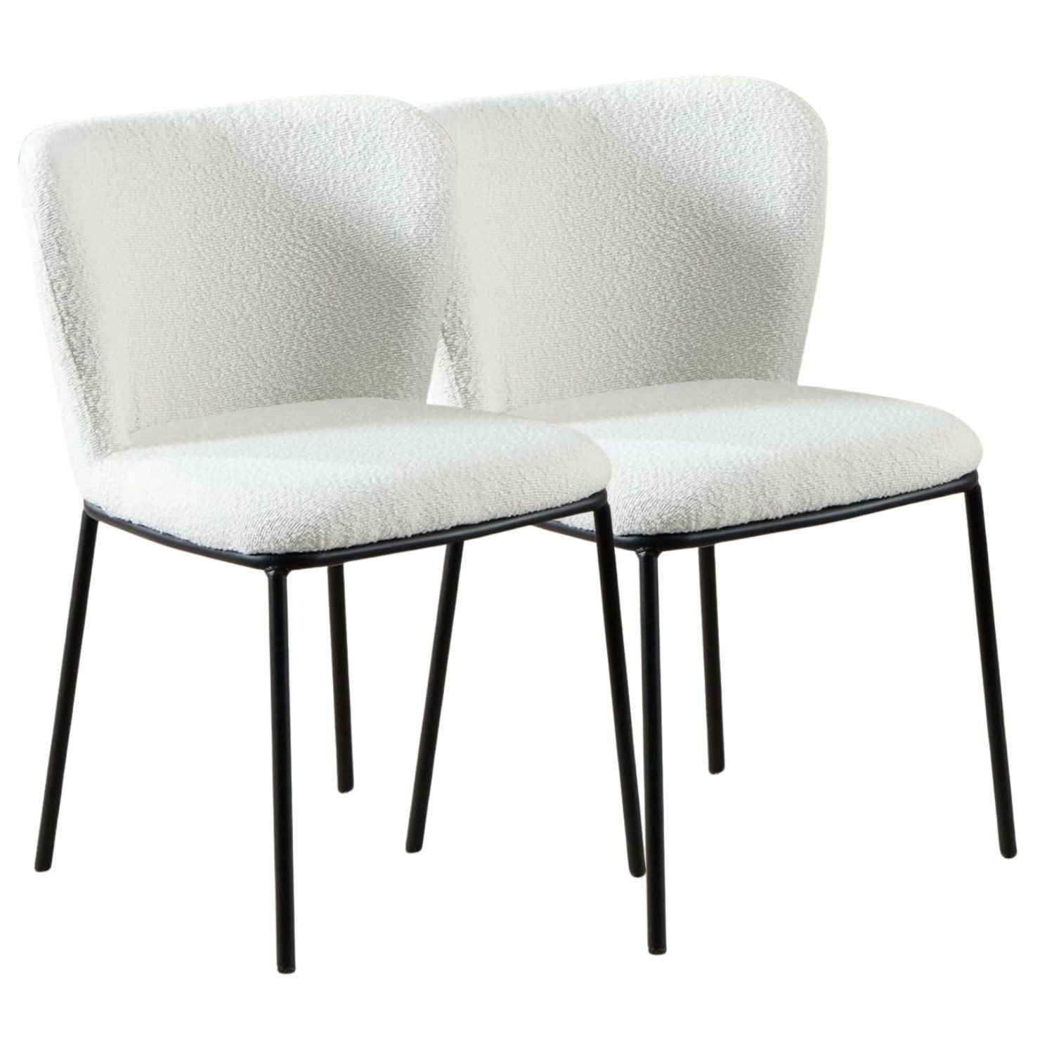 WAHSON OFFICE CHAIRS Esszimmerstuhl 2er Set gepolsterte Küchenstühle ohne Armlehnen aus Kunstfell/Leinen