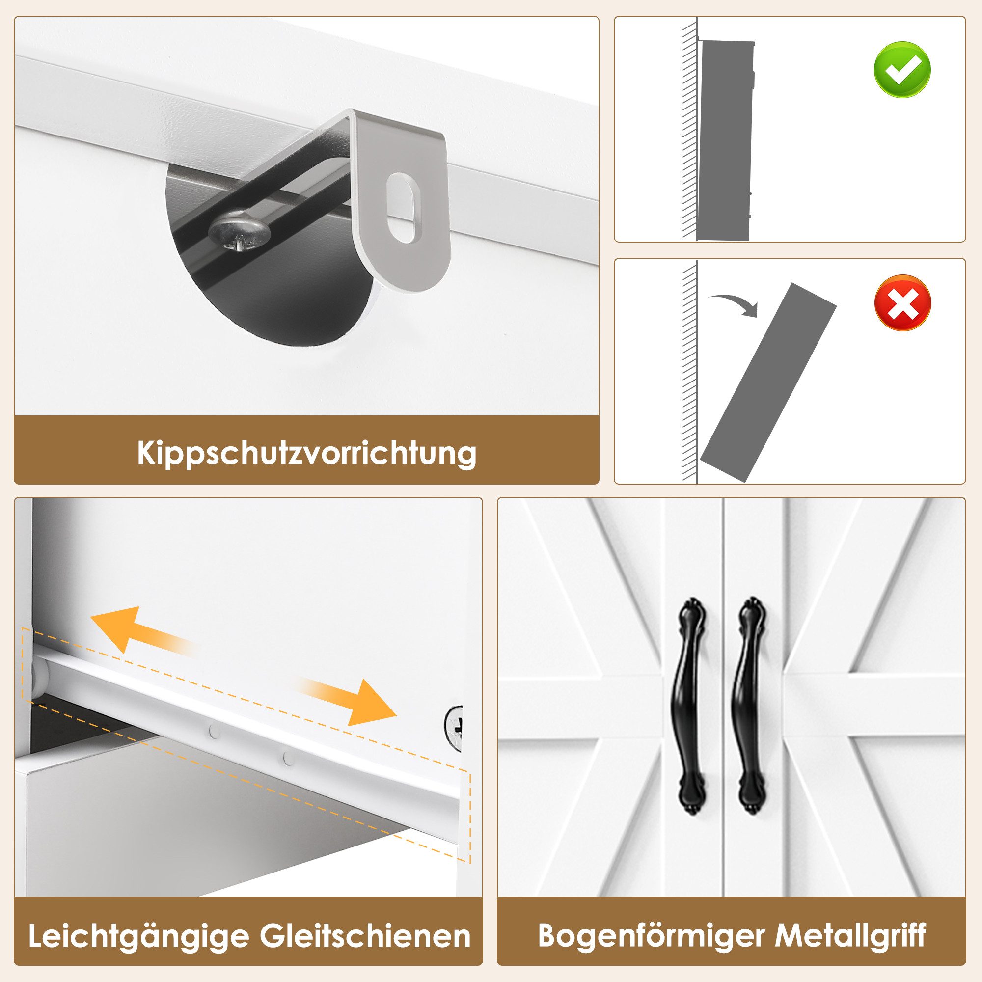 HOMECHO Küchenbuffet mit 2 Türen und 2 Schubladen und Verstellbare Ablage – Bild 5 von 5