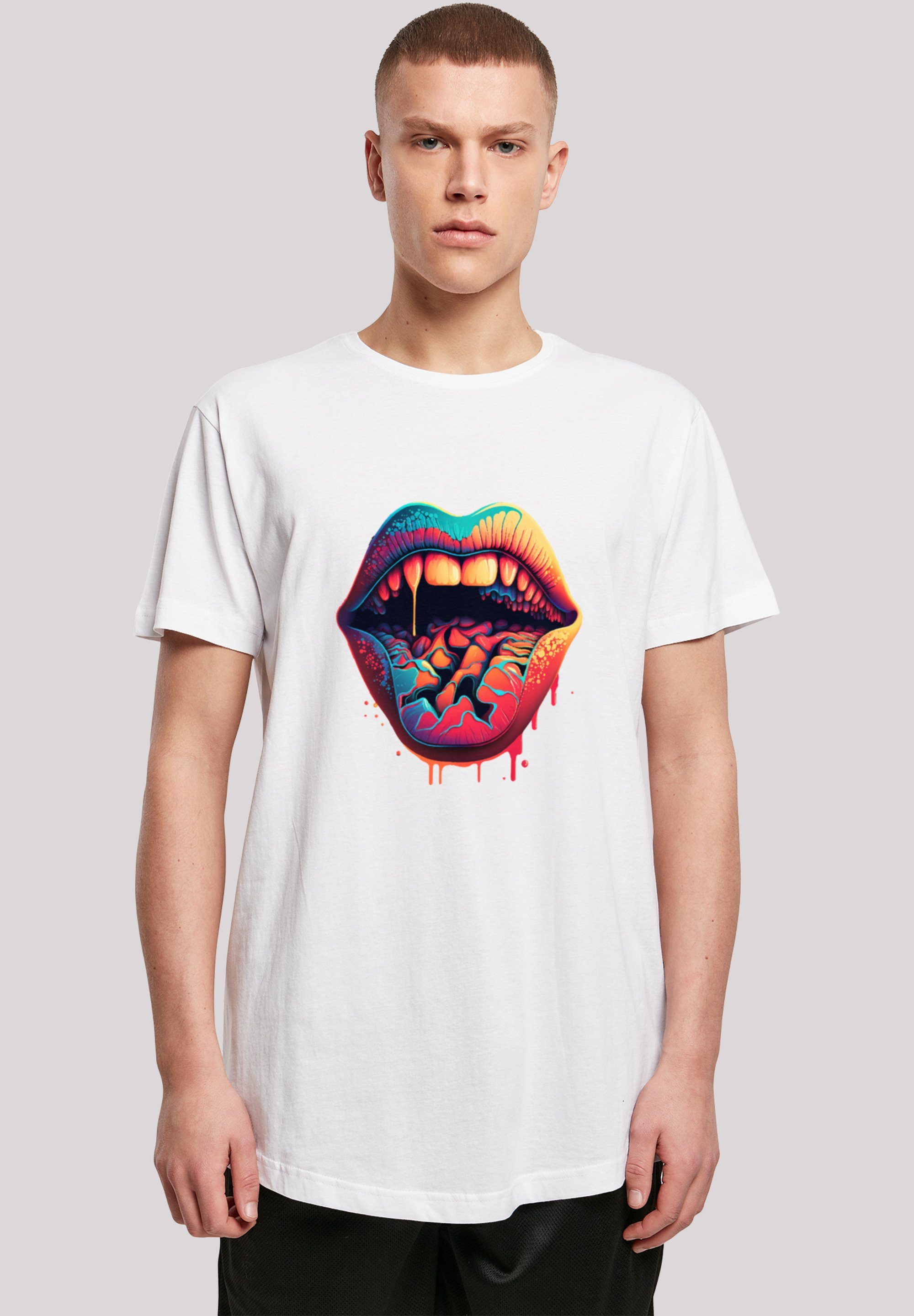 F4NT4STIC T-Shirt Drooling Lips LONG TEE Print weiß