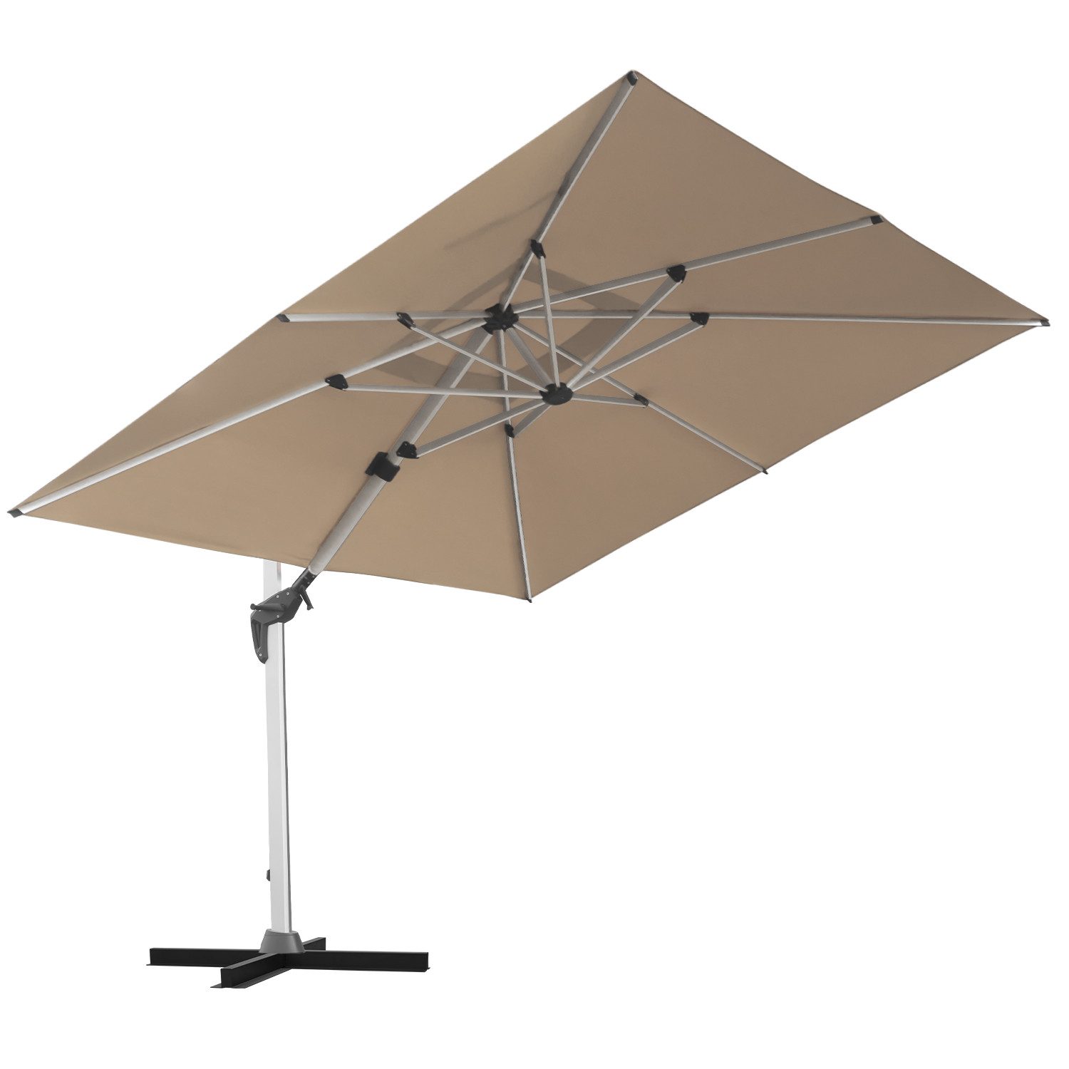 anndora Ampelschirm Aluminium Sonnenschirm mit Kurbelmechanik, LxB: 400,00x300,00 cm, Winddach - 360° drehbar - witterungsbeständiger Stoff