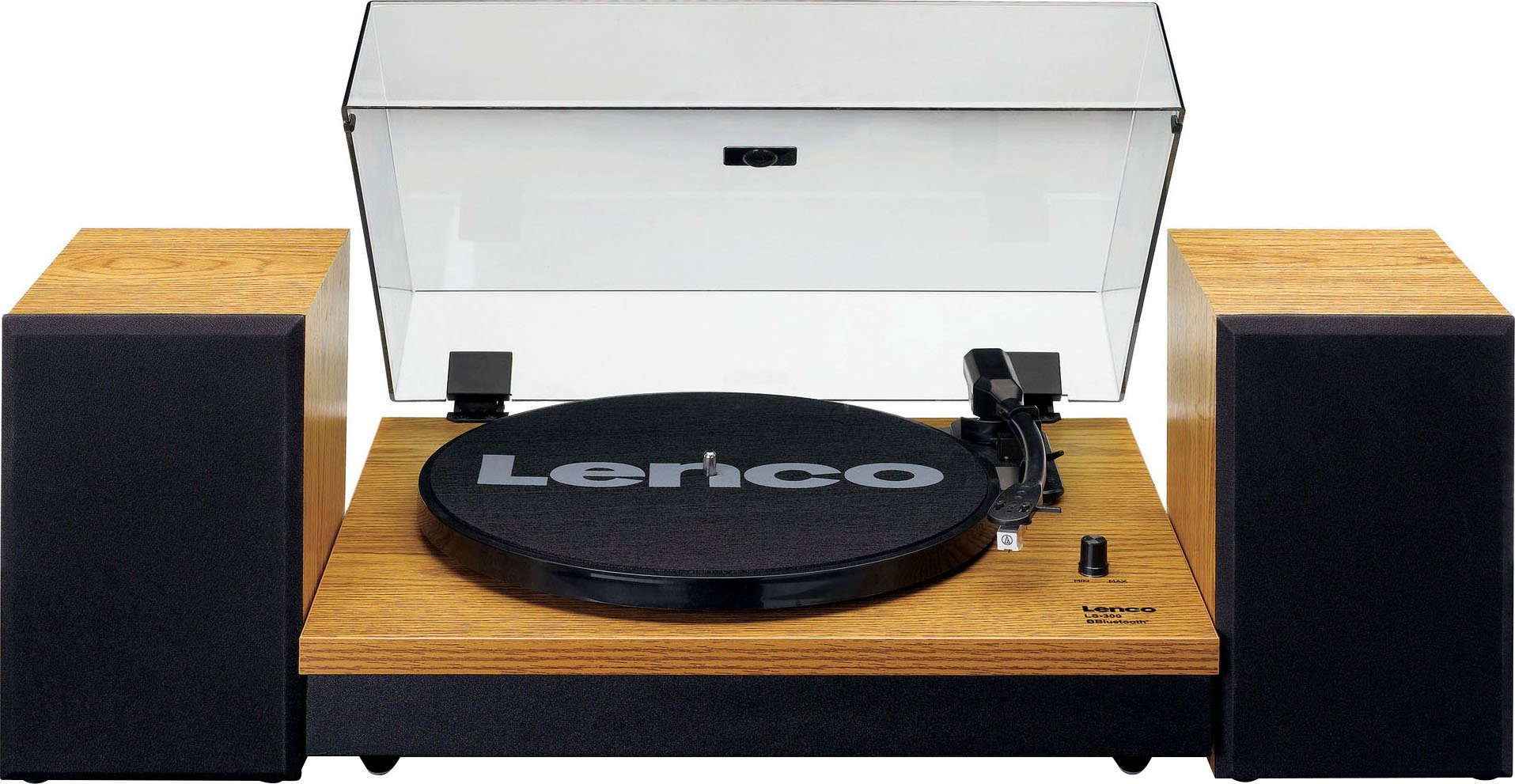 Holz mit Lenco ext. Plattenspieler LS-300WD (Riemenantrieb) Lautsprechern Plattenspieler
