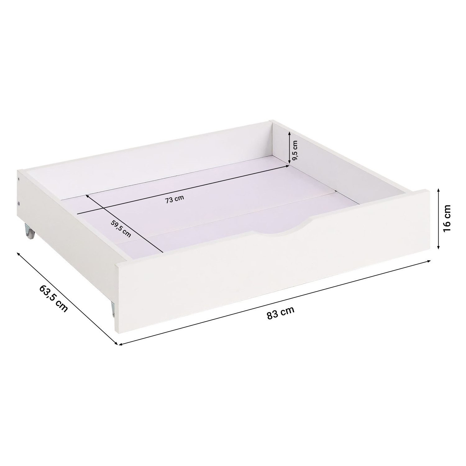 Homestyle4u Bettschubkasten Unterbettkommode mit Rollen 2er Set Bettschublade BHT 83x63,5x16 Holz (Set, 2er Set), B/H/T 83x16x63 cm, Stauraum – Bild 4 von 5