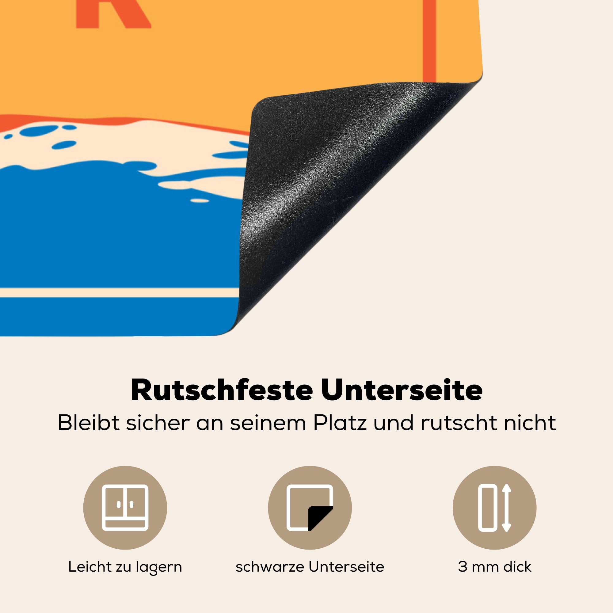 - - (1 Sprüche Herdblende-/Abdeckplatte 'Hallo Arbeitsplatte Zitate cm, für Ceranfeldabdeckung, 78x78 Sommer' küche tlg), MuchoWow Sonnenschirm, - Vinyl,