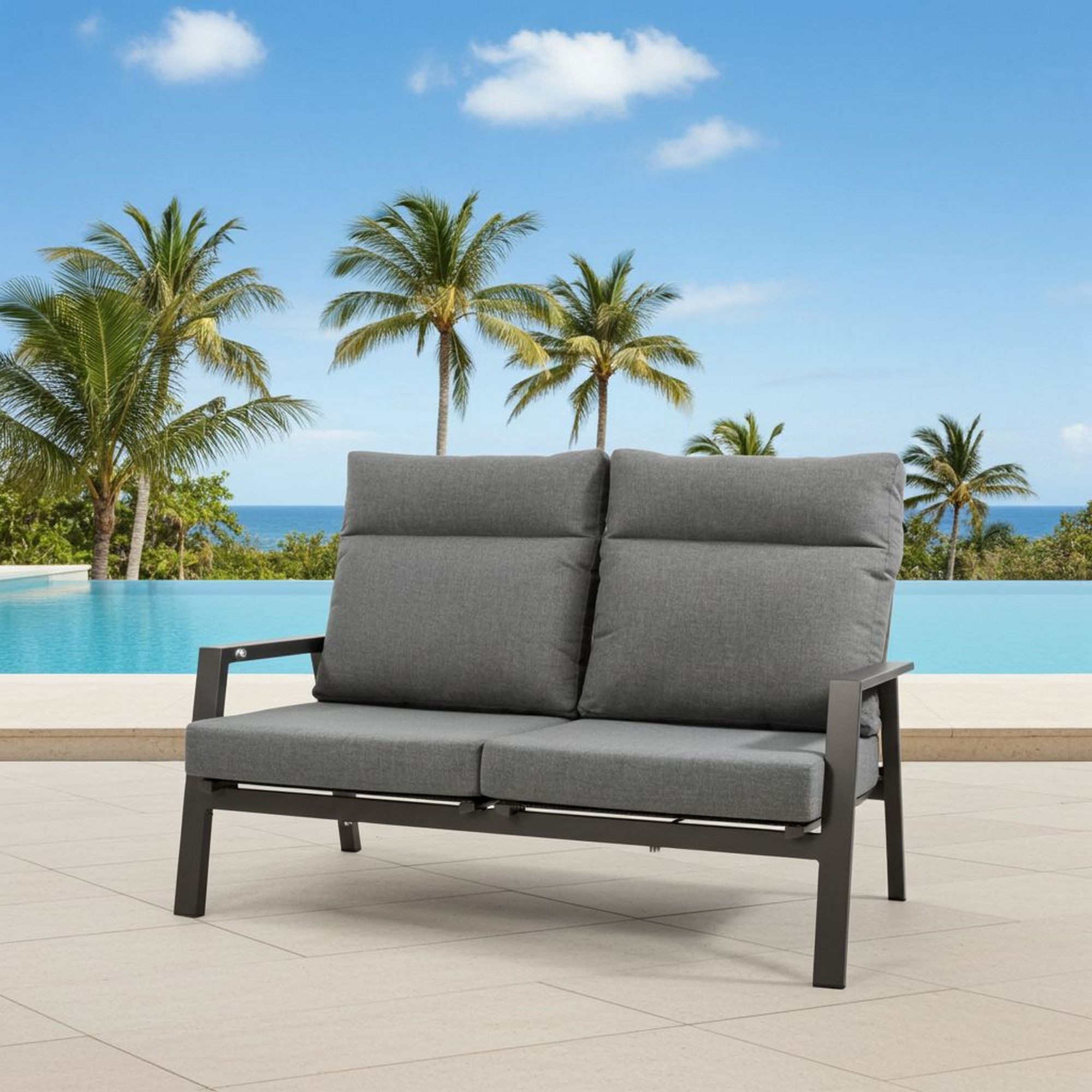 Lesli Living Gartenlounge-Bank Lesli Living 2er Loungesofa Loungebank Ohio Negro 152x81cm