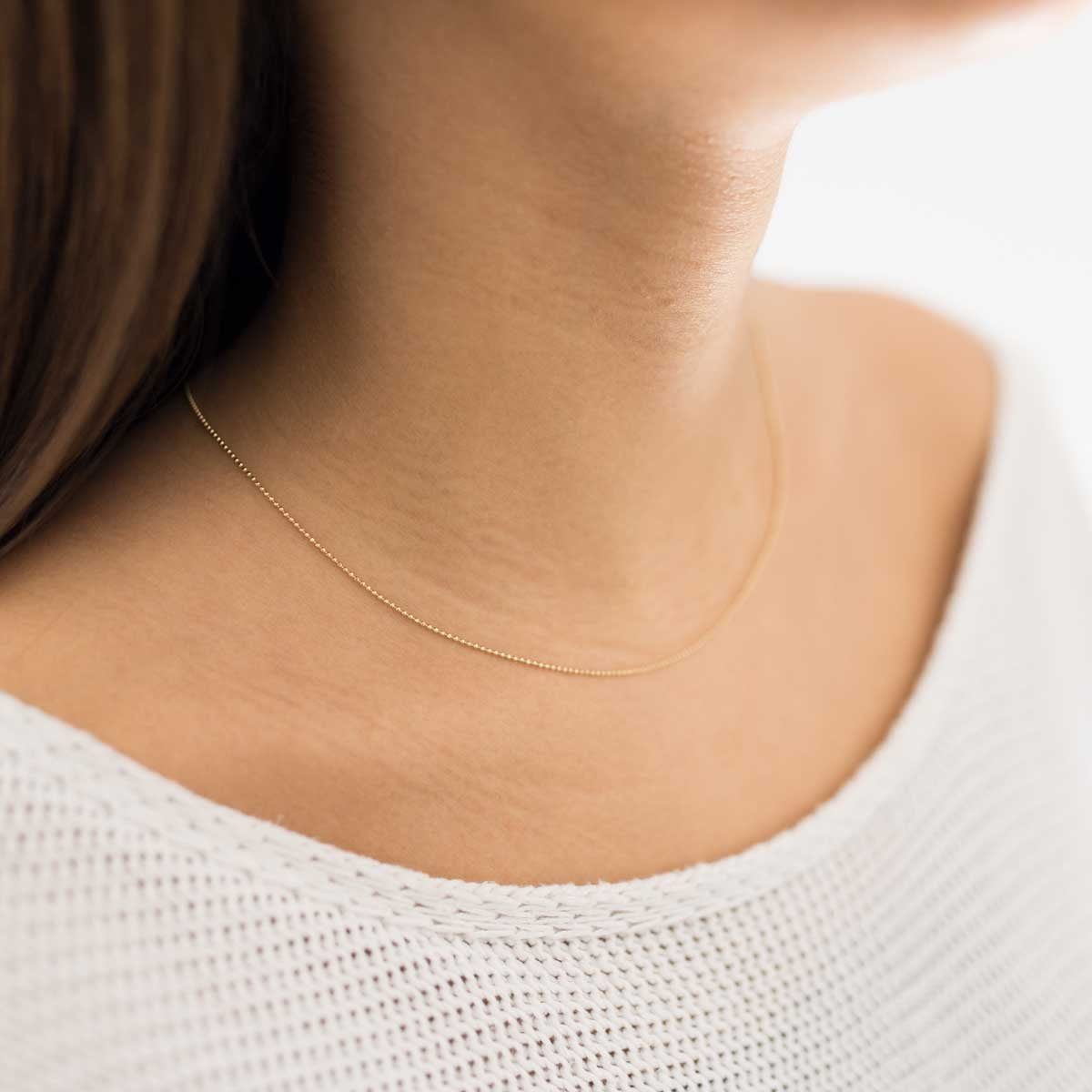 Materia Gliederkette Damen Gelbgold Kugelkette fein 1mm K73, Sterlingsilber günstig online kaufen