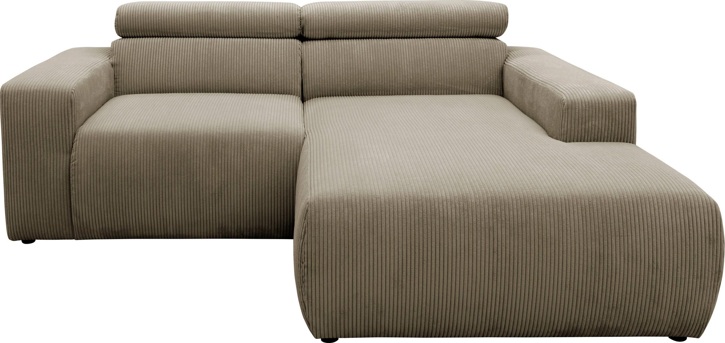 DOMO COLLECTION Ecksofa Brandon B/T: 214/175 cm, belastbar bis 140kg/ Sitz, L-Form Cord, Schlamm