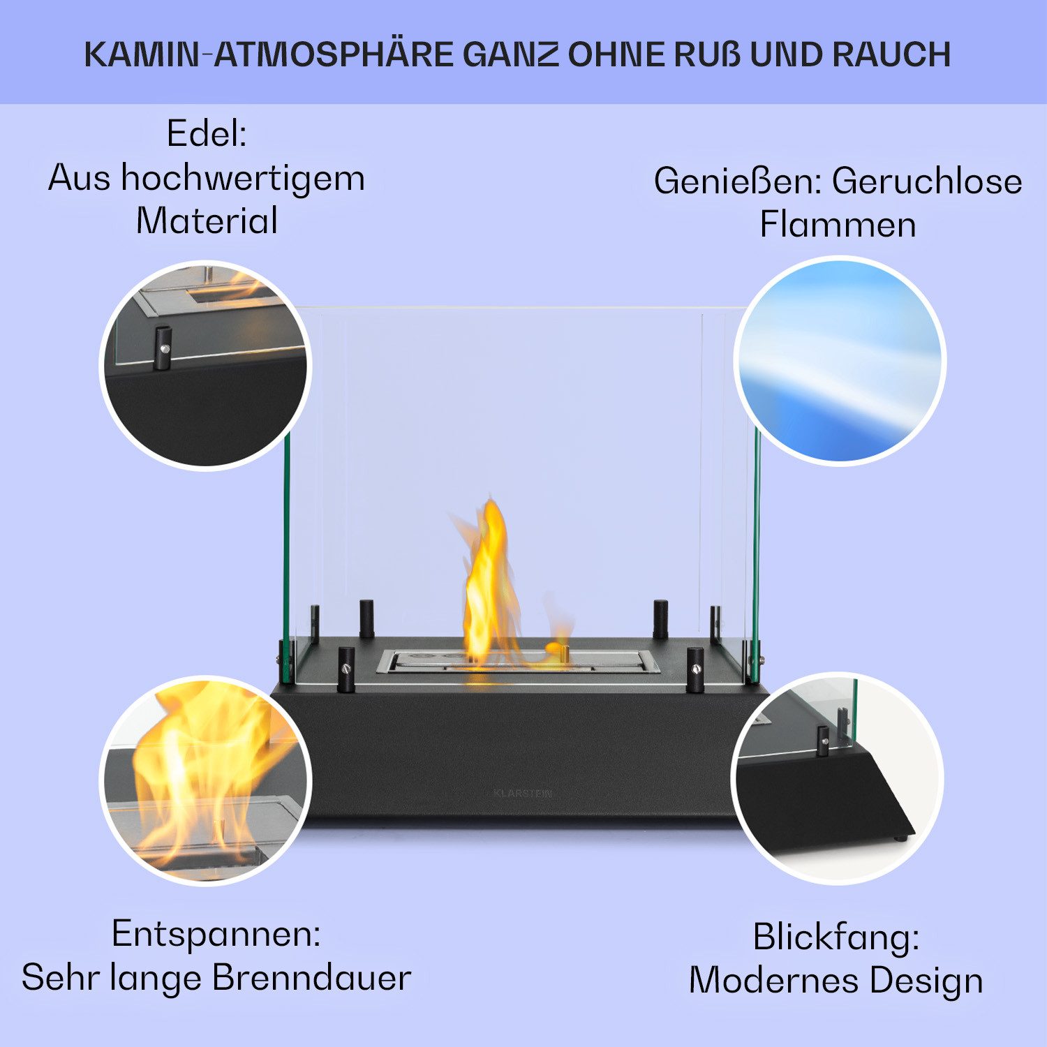 Klarstein Echtfeuer-Dekokamin Phantasma Cubo Ethanol-Kamin (Set), günstig online kaufen