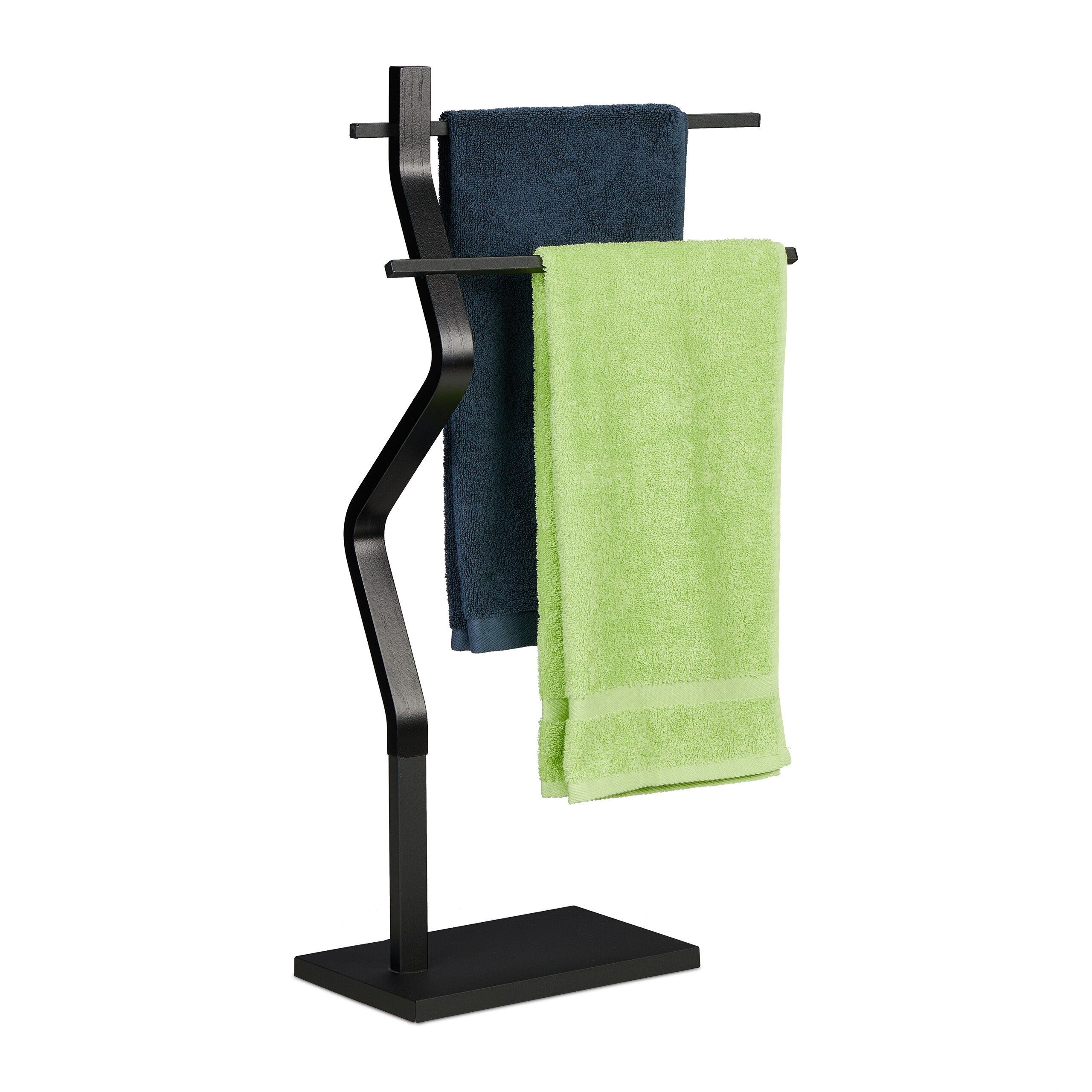 relaxdays Handtuchhalter Handtuchständer mit geknicktem Design