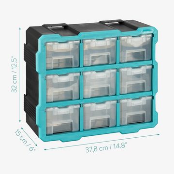 Navaris Stapelbox Modularer Kleinteile Turm für Schrauben mit 9 geschlossenen Boxen (1 St)