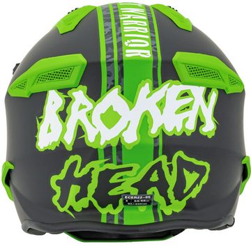 Broken Head Motorradhelm Street Warrior grün Trialhelm, auch als Jethelm funktional