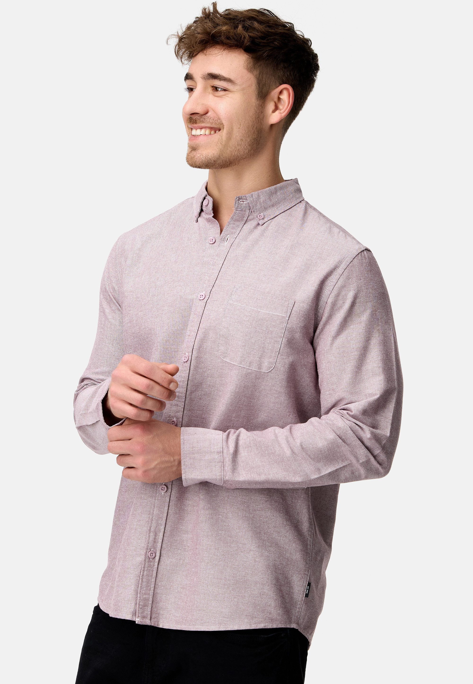 Indicode Langarmhemd Herren Kepner Herrenhemd Langarm mit Button-Down-Kragen und Brusttasche