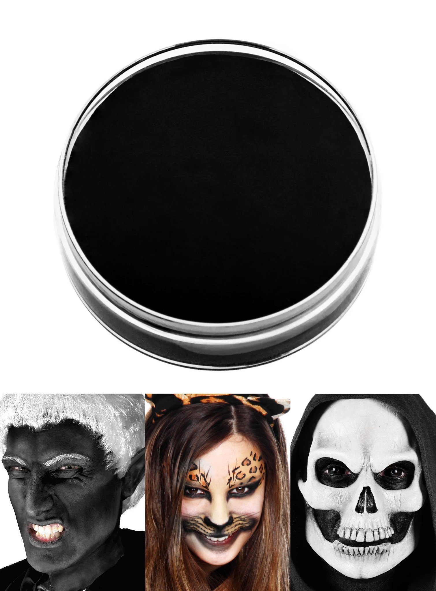 Maskworld Theaterschminke Creme Make-up schwarz, Hochwertige Schminke für Halloween, Theater, LARP & Fasching