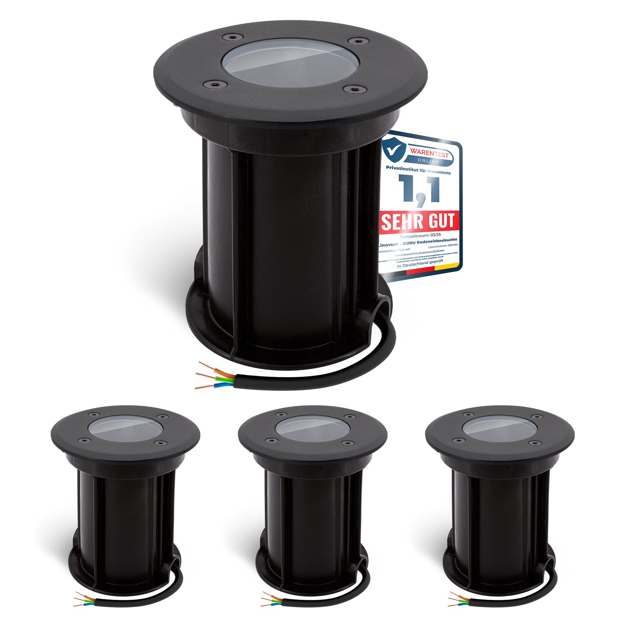 linovum LED Gartenstrahler 4x BORU Bodenleuchten schwarz IP67 Außenlampe Bodenstrahler Gartenspot