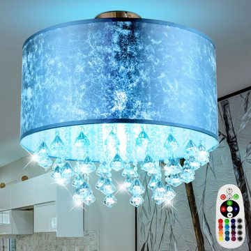 etc-shop LED Deckenleuchte, Leuchtmittel inklusive, Warmweiß, Farbwechsel, Deckenleuchte Kronleuchter Deckenlampe Kristalllampe