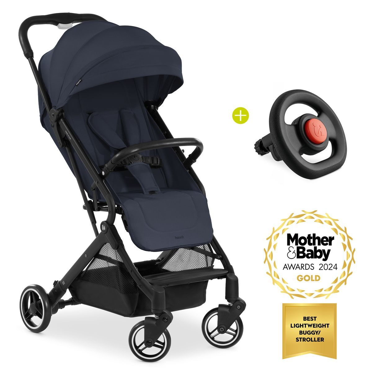 Hauck Kinder-Buggy Travel N Care - Navy Blue, Reisebuggy Sportwagen mit Liegefunktion inkl. Lenkrad bis 22 kg