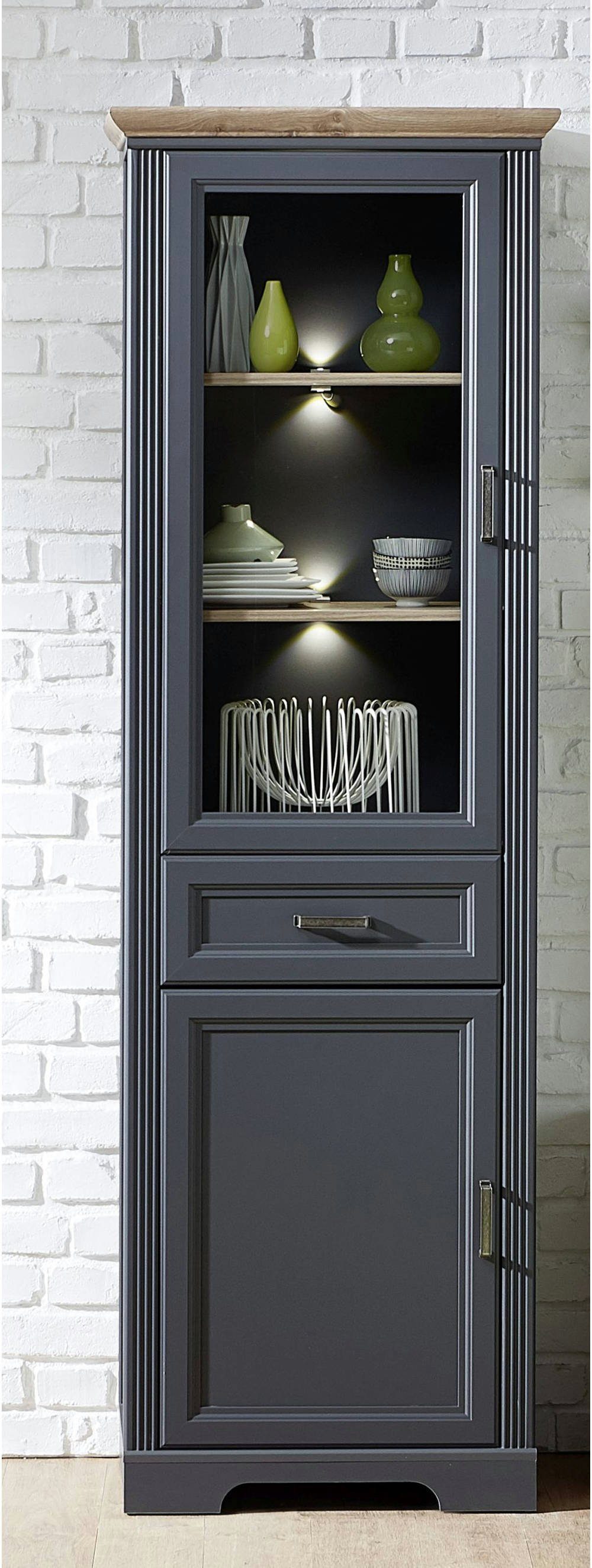 moebel-dich-auf Wohnwand FLORENZ Set 1, (Wohnzimmer-Set in 2 Farben, Vitrine + Wandboard + Lowboard + Stauraumelement), inkl. LED-Beleuchtung, optional mit Couchtisch