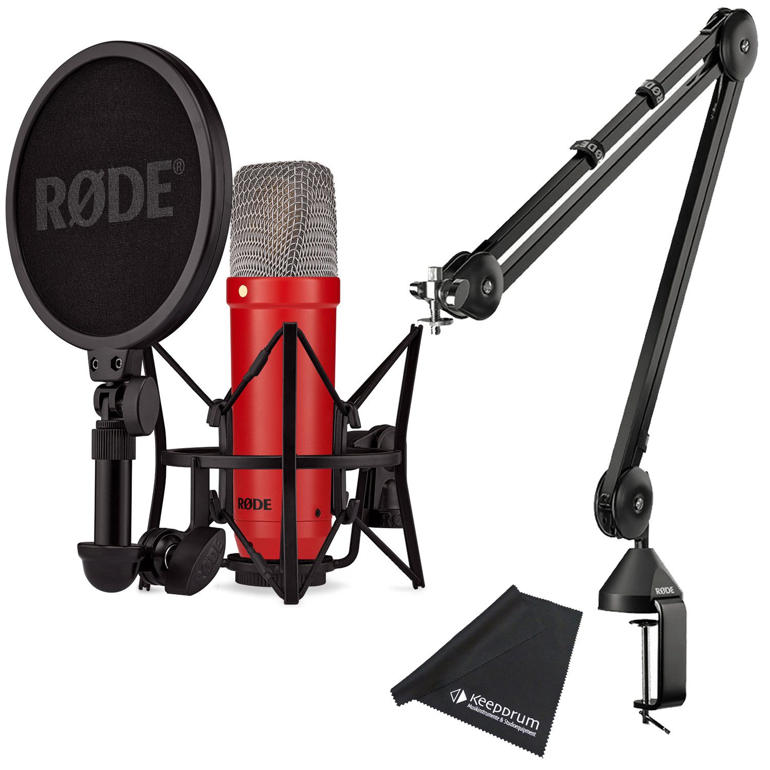 Mikrofon Rode NT1 Signature Red Mikrofon Rot mit PSA1 Studio Gelenkarm Schwarz