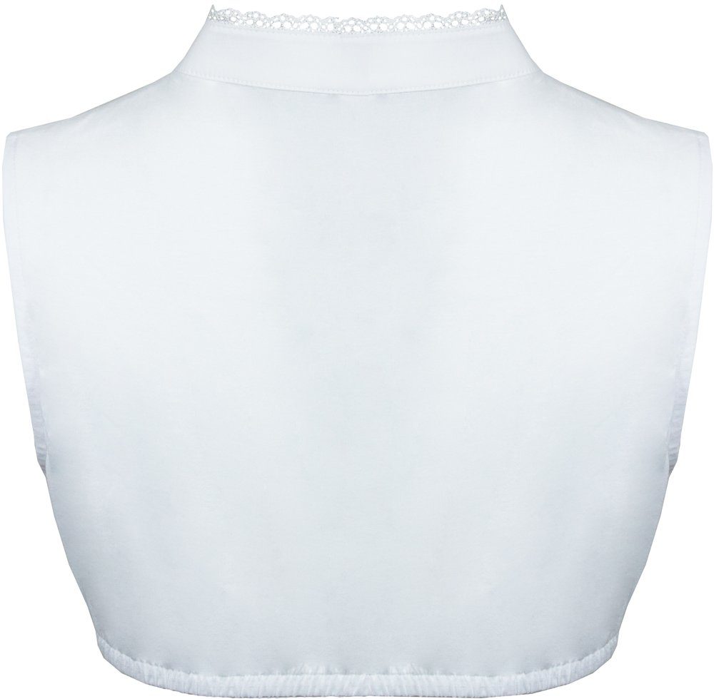 Bergweiss Trachten Dirndlbluse Ärmellose Damen Bluse Kadira mit Stehkragen und Knopfleiste - Weiß