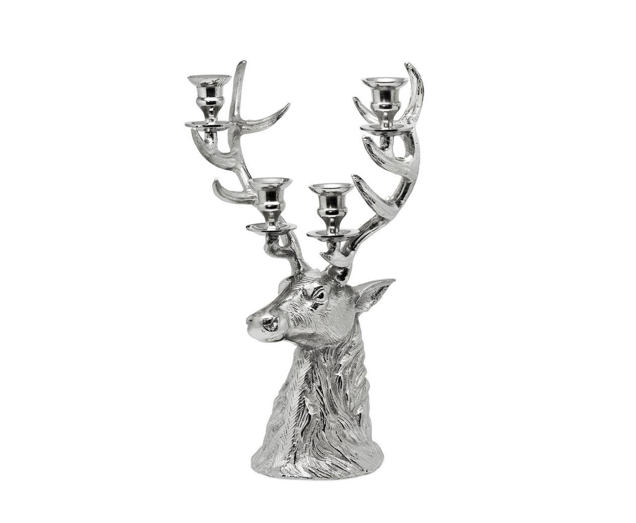 EDZARD Kerzenhalter Rentier, Silber-Optik, vernickelt, Hirsch-Motiv, günstig online kaufen