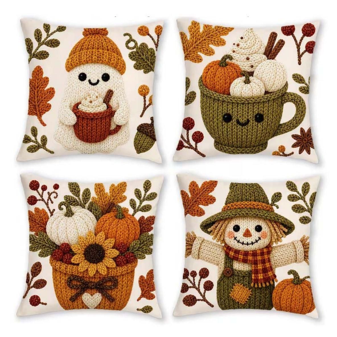 Sorvyzxn Kissenhüllen 2/4er-Set Halloween-Kissenbezüge mit 2D-Flachdruck, (4 Stück)