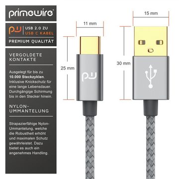 Primewire USB-Kabel, 3.1, USB-C, USB 3.0 Typ A (100 cm), Ladekabel, Datenkabel, Adapterkabel für Smartphone & Tablet - 1m