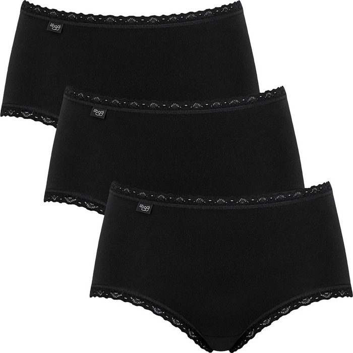 Sloggi Slip Damen-Hüftslip "24/7 Cotton Lace" 3er-Pack Single-Jersey Uni