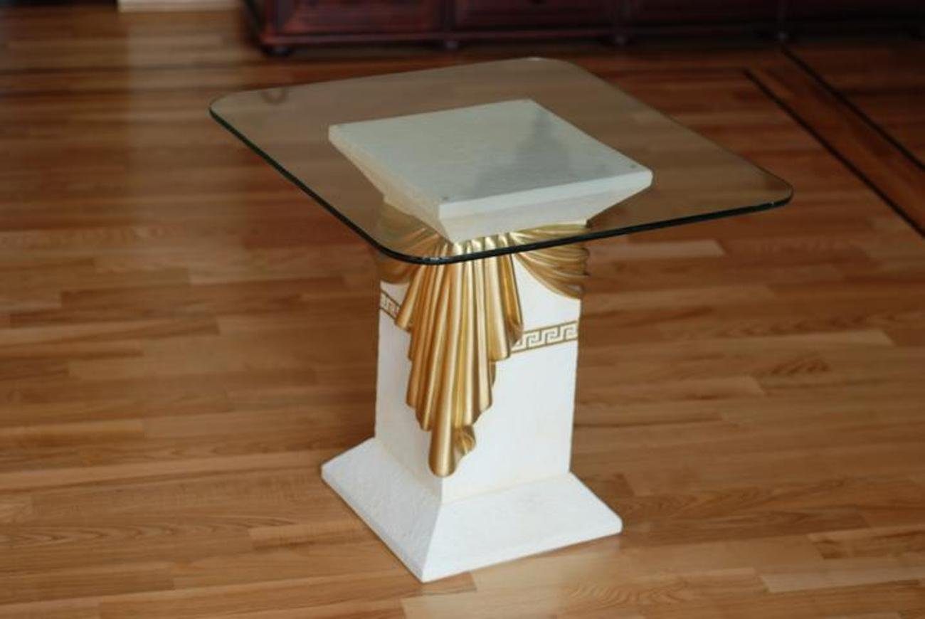 JVmoebel Beistelltisch Beistelltisch Medusa Römische Säule Säulen Tisch Glas (Beistelltisch), Made in Europe