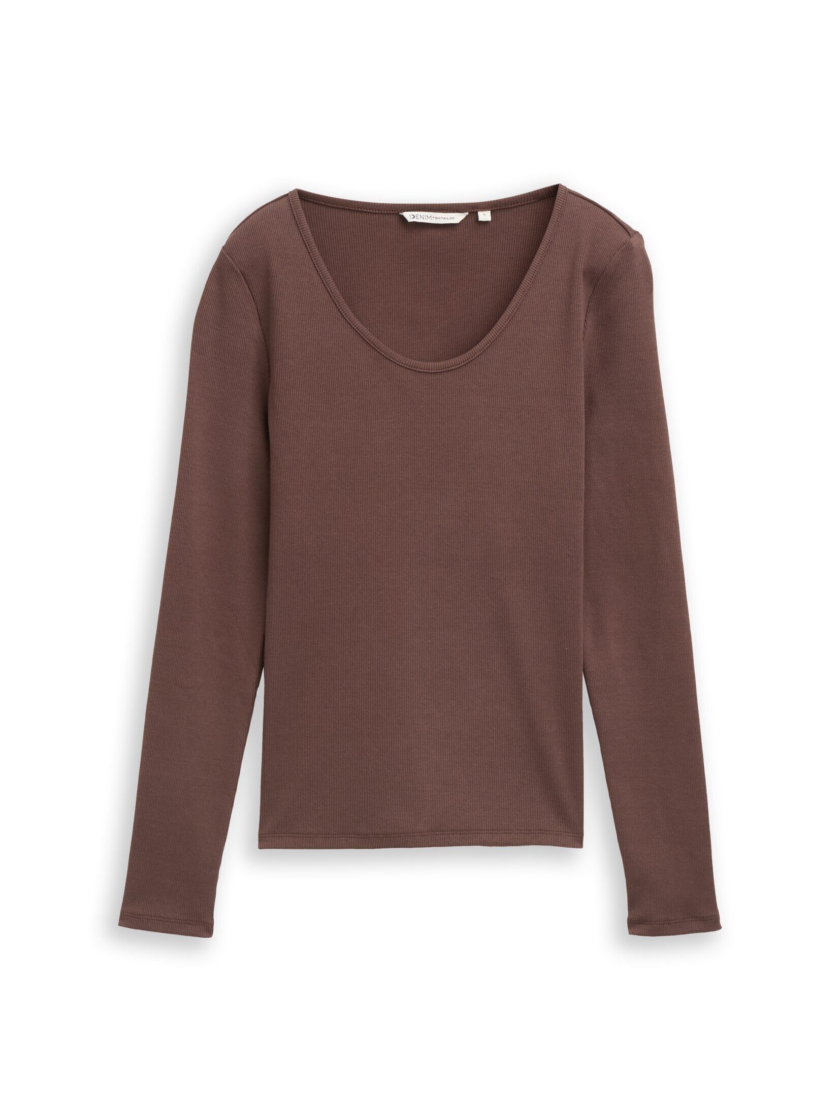 TOM TAILOR Denim Langarmshirt T-Shirt Slim Fit Langarmshirt mit Rippstruktu günstig online kaufen