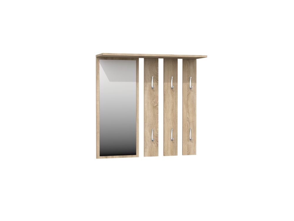 ibonto Wandgarderobe Modernes Flurmöbel-Set mit Großem Spiegel 6 Doppelhake günstig online kaufen