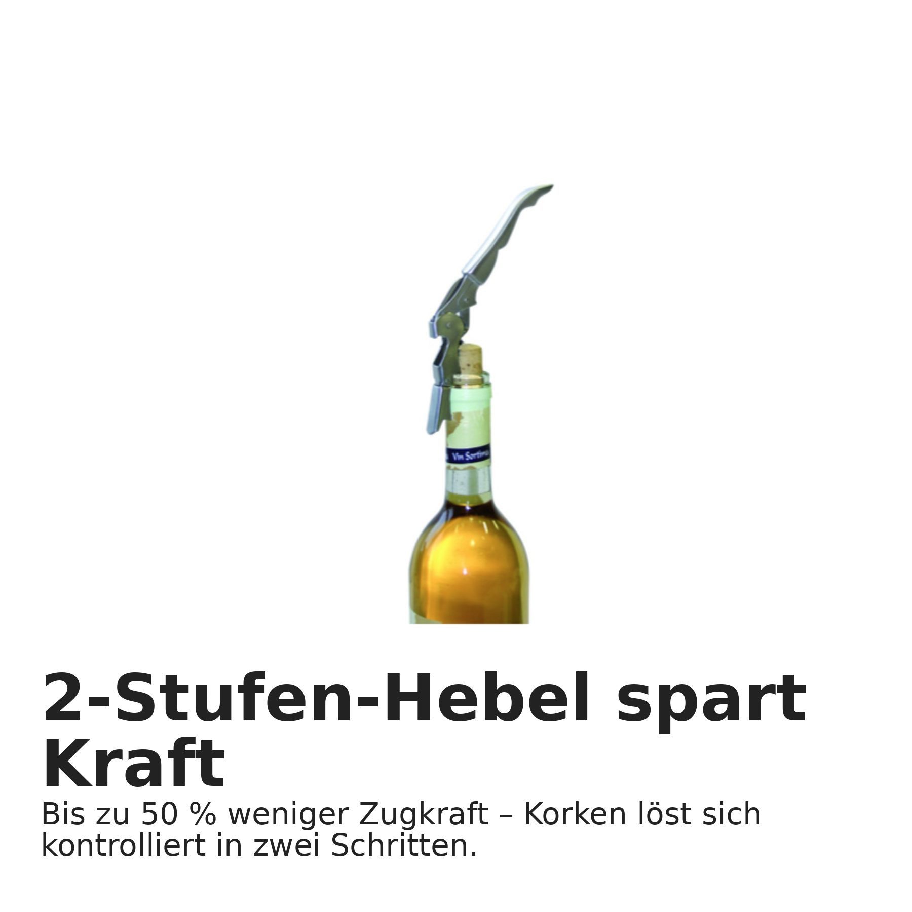 Thiru Korkenzieher - Kellnerbesteck - 2-Stufen-Hebel - Korkenzieher & Flaschenöffner, (2 tlg)
