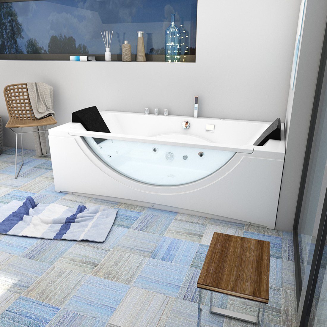 Thumbnail - AcquaVapore Whirlpool-Badewanne Whirlpool Badewanne Eckwanne Wanne W81-C-ALL 180x90cm, (1-tlg)