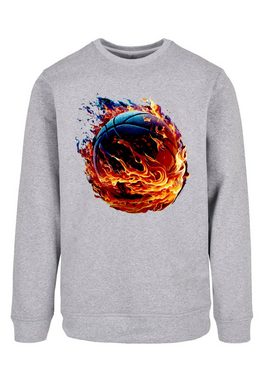 F4NT4STIC Kapuzenpullover Basketball On Fire Sport CREW Print