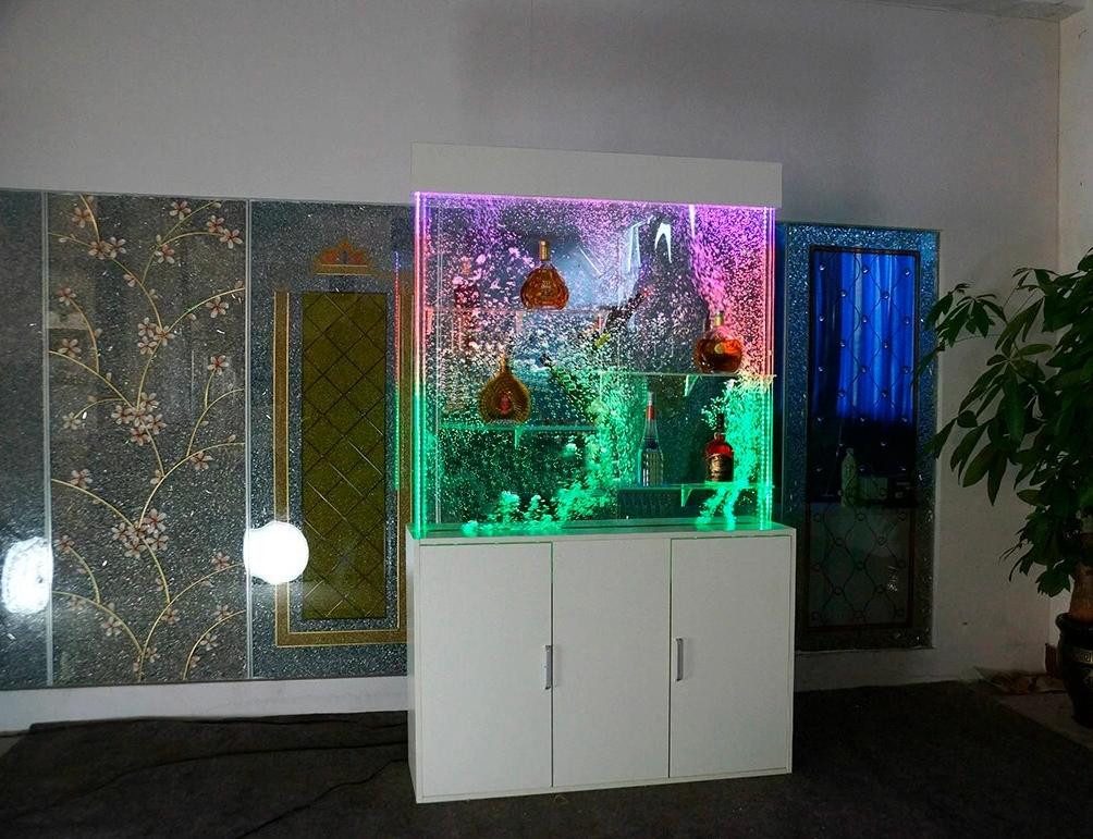 JVmoebel Barschrank Wasser Säule Vitrine aus Acryl und Edelstahl mit Beleuchtung (1-St)