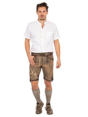 Almsach Trachtenhemd Halbarmhemd Stehkragen SF133 KU weiß (Slim Fit)