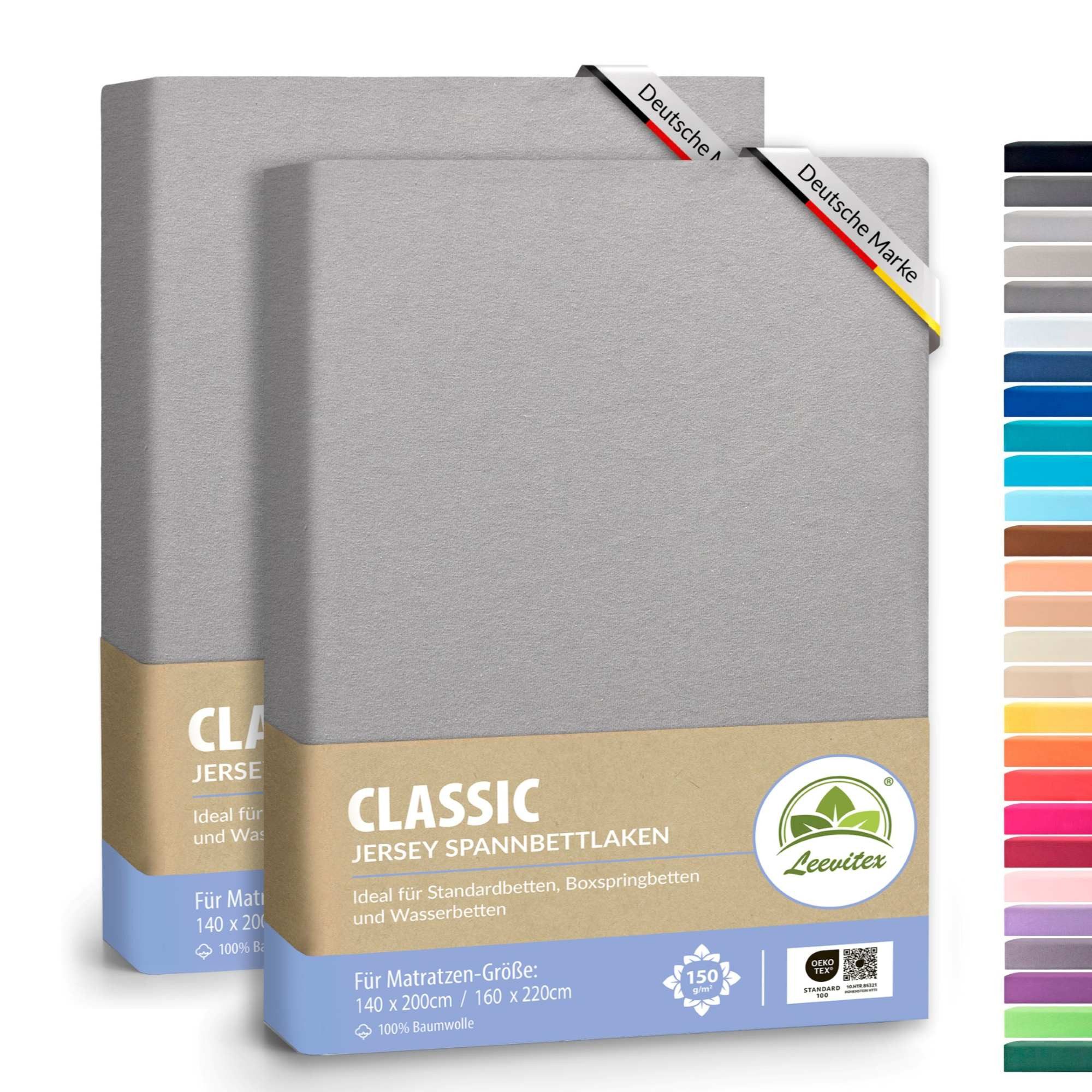 leevitex® Spannbettlaken Spannbettlaken, Mako-Jersey, Gummizug: rundum, (2 günstig online kaufen