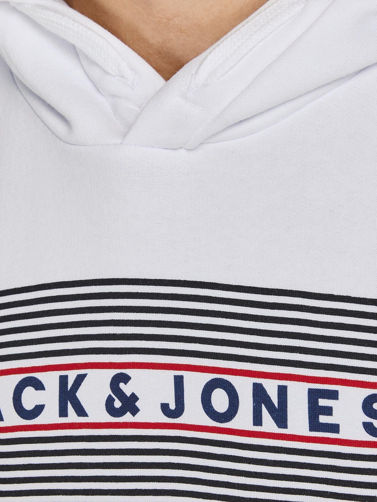 in Jack Logo & Hoodie Jones JJECORP Weiß Hoodie 6502 Sweater Kapuzen Pullover