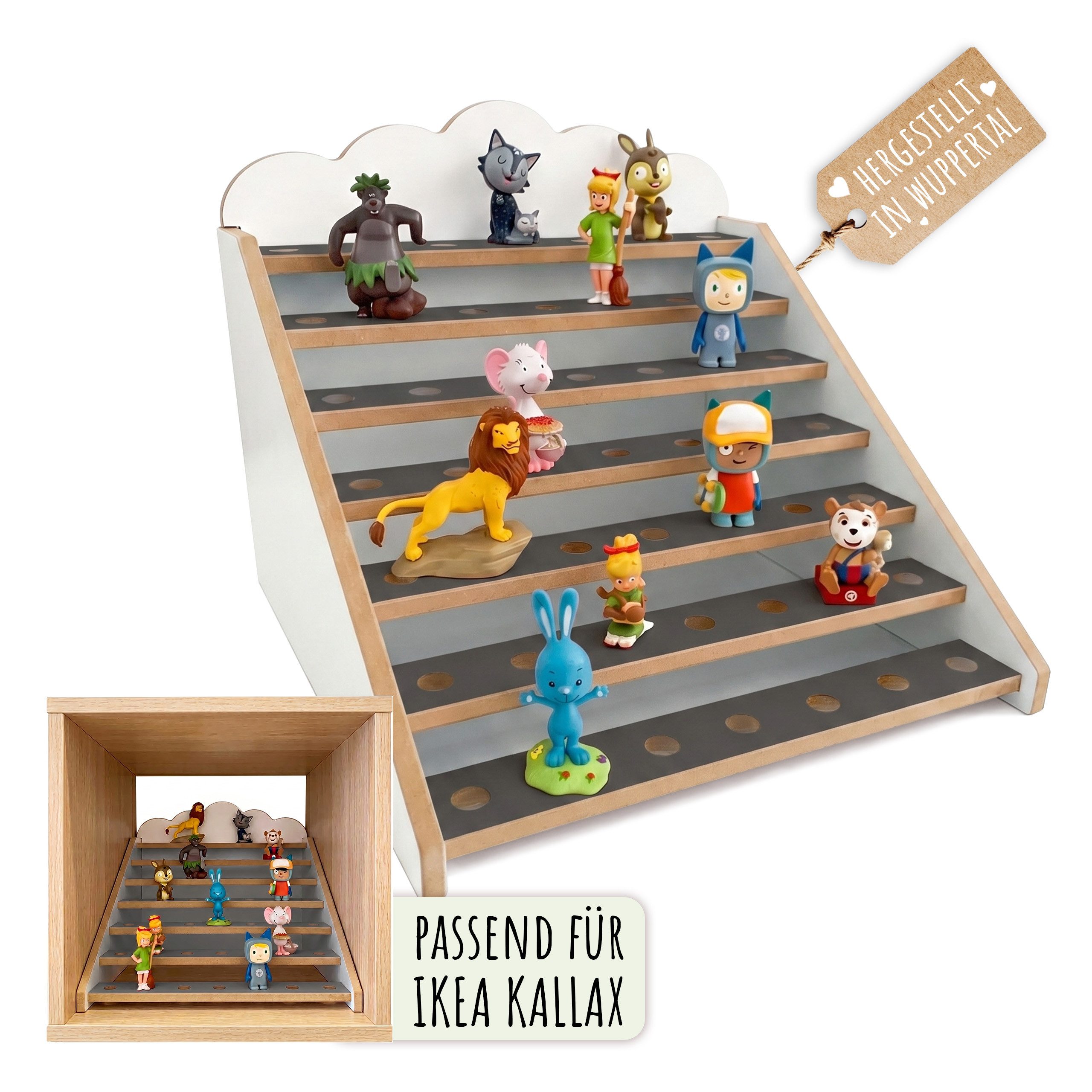 Holzura Kinderregal Tonie Regal für IKEA KALLAX – magnetisch – für ca. 50 Toniefiguren