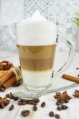 Sendez Latte-Macchiato-Glas 6 Latte Macchiato Gläser 300 ml + 6 Edelstahl-Löffel GRATIS, Glas