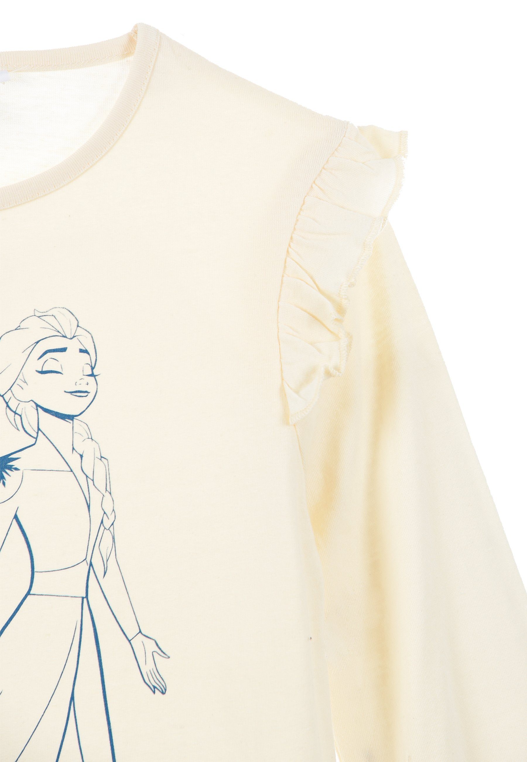 Langarmshirt und Die go Frozen Mädchen Elsa Eiskönigin Disney Anna Lonsleeve Langarm-Shirt Beige Let it