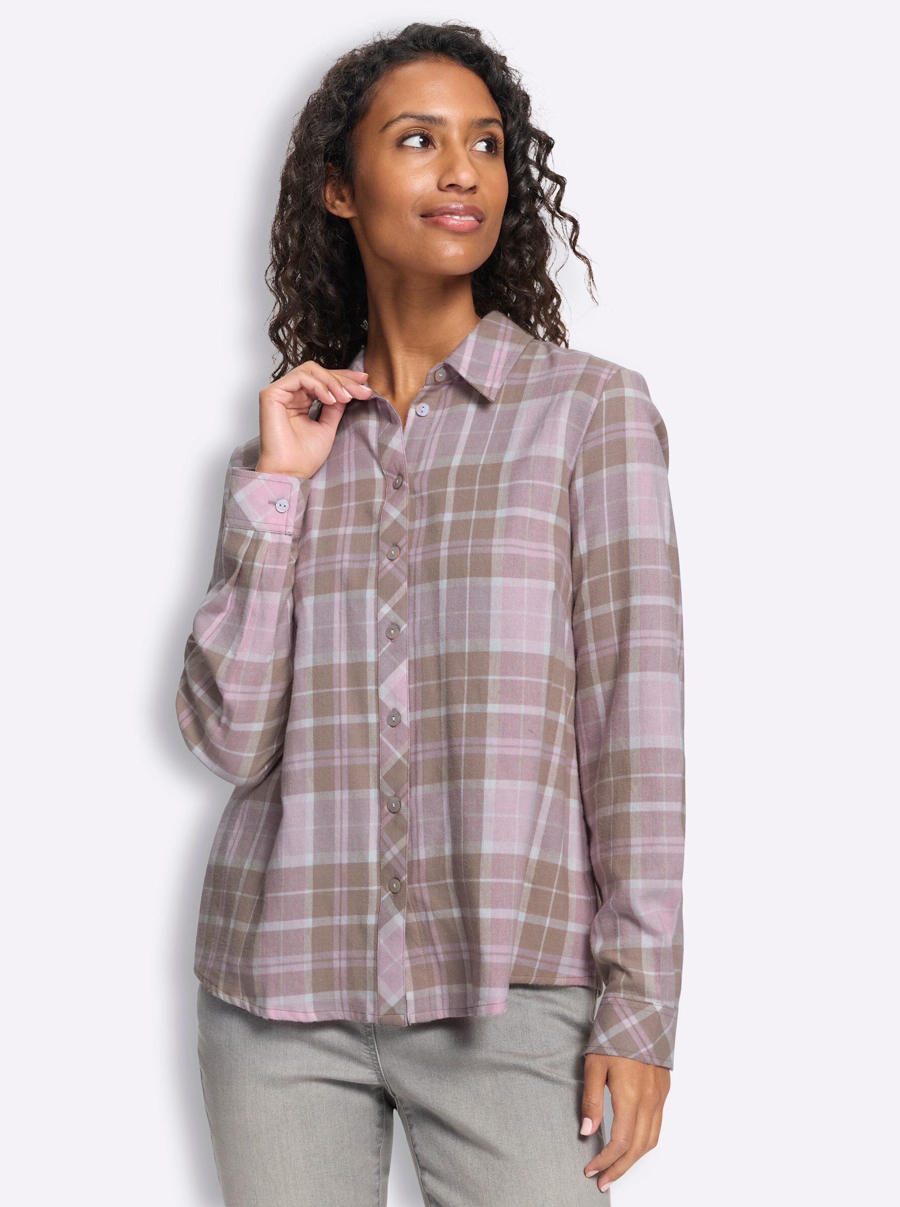 heine Klassische Bluse Karo-Bluse Langarm