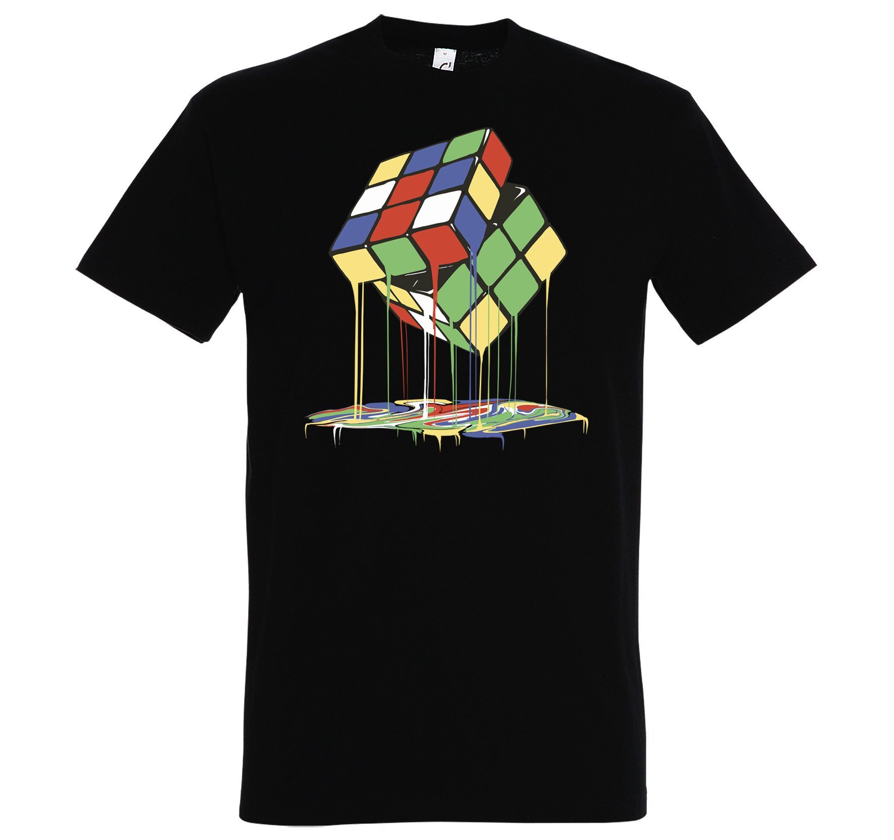 T-Shirt Shirt Designz mit Schwarz Youth Melting Magic Cube Trendigem Herren Frontdruck