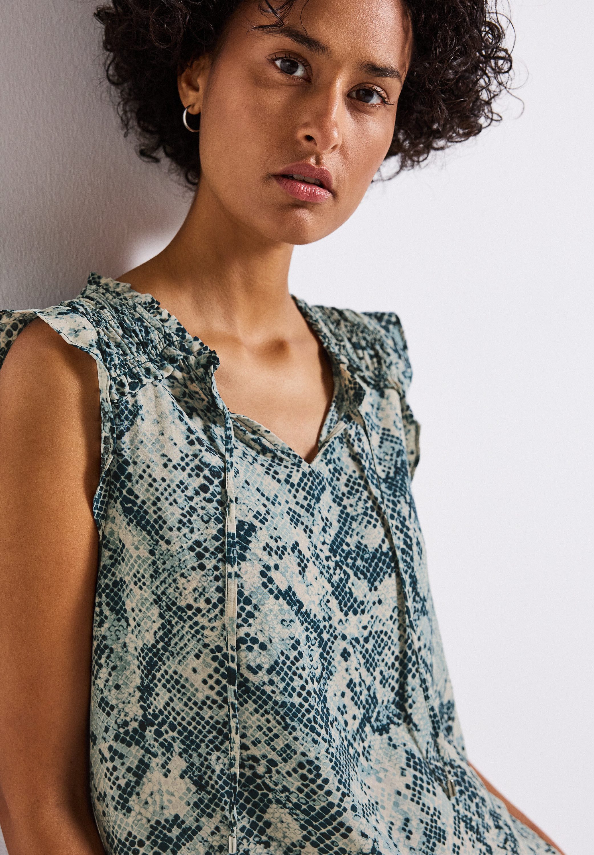 STREET ONE Blusentop Print mit Rüschen